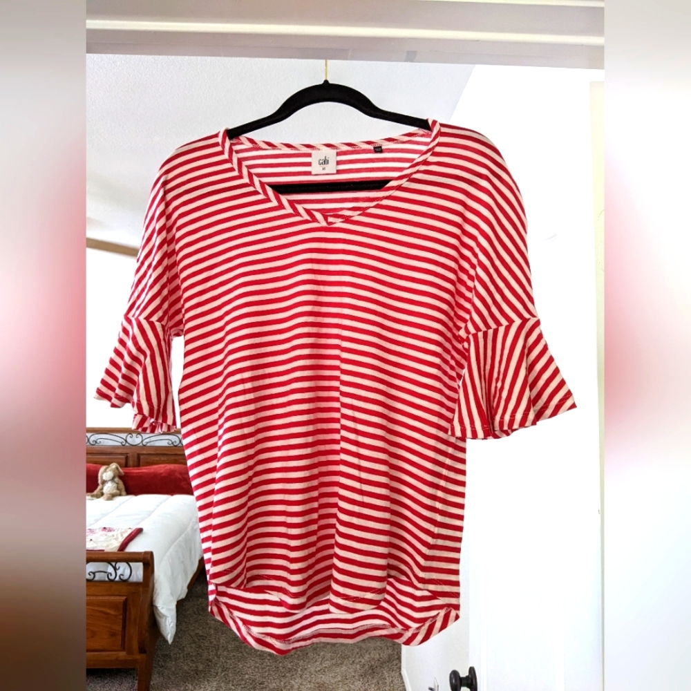 Women's Red & White Stripe Top